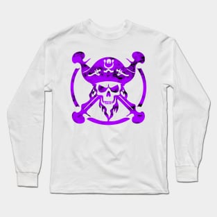 Pirate skull in purple Long Sleeve T-Shirt